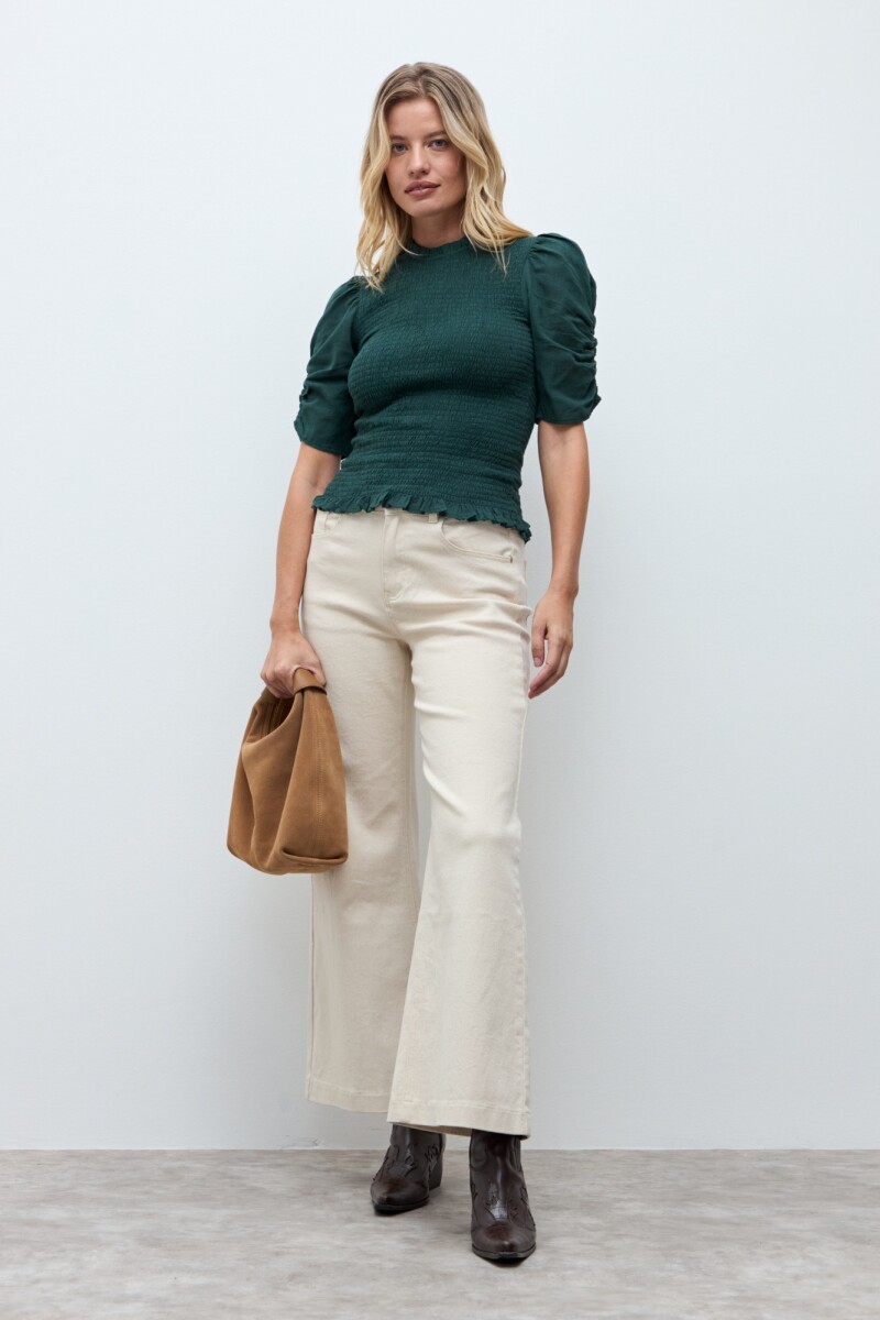 Blusa punto smock verde ingles