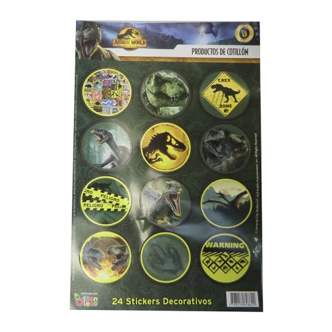 Cotillón Adhesivos x 24 Jurassic World U