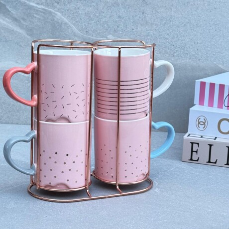 Juego De Tazas Cerámica Café C/ Soporte 300 ml. Juego De Tazas Cerámica Café C/ Soporte 300 ml.