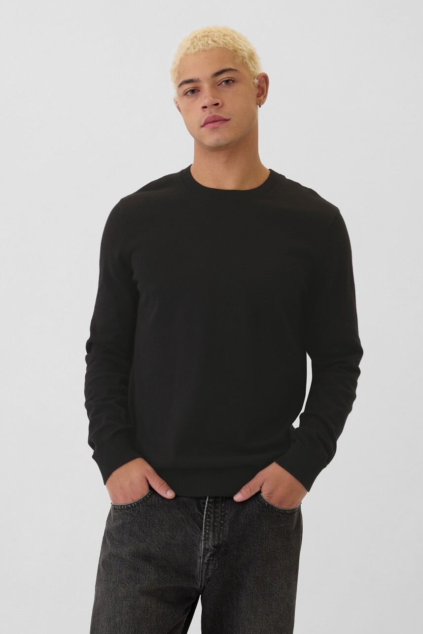 Buzo De Algodón Cuello Redondo Hombre Black 1