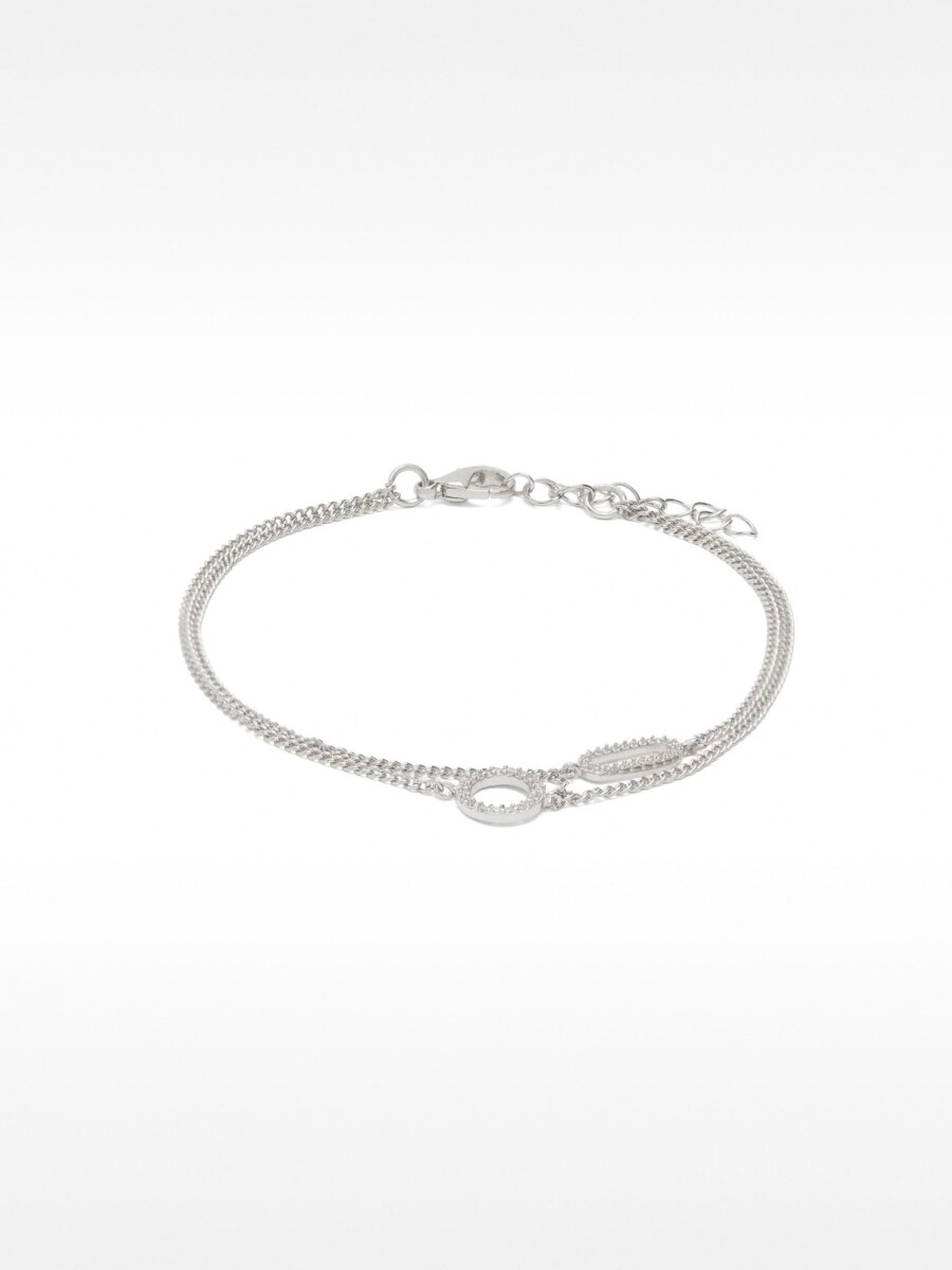 Pulsera Doble De Aros Con Circonitas plateado