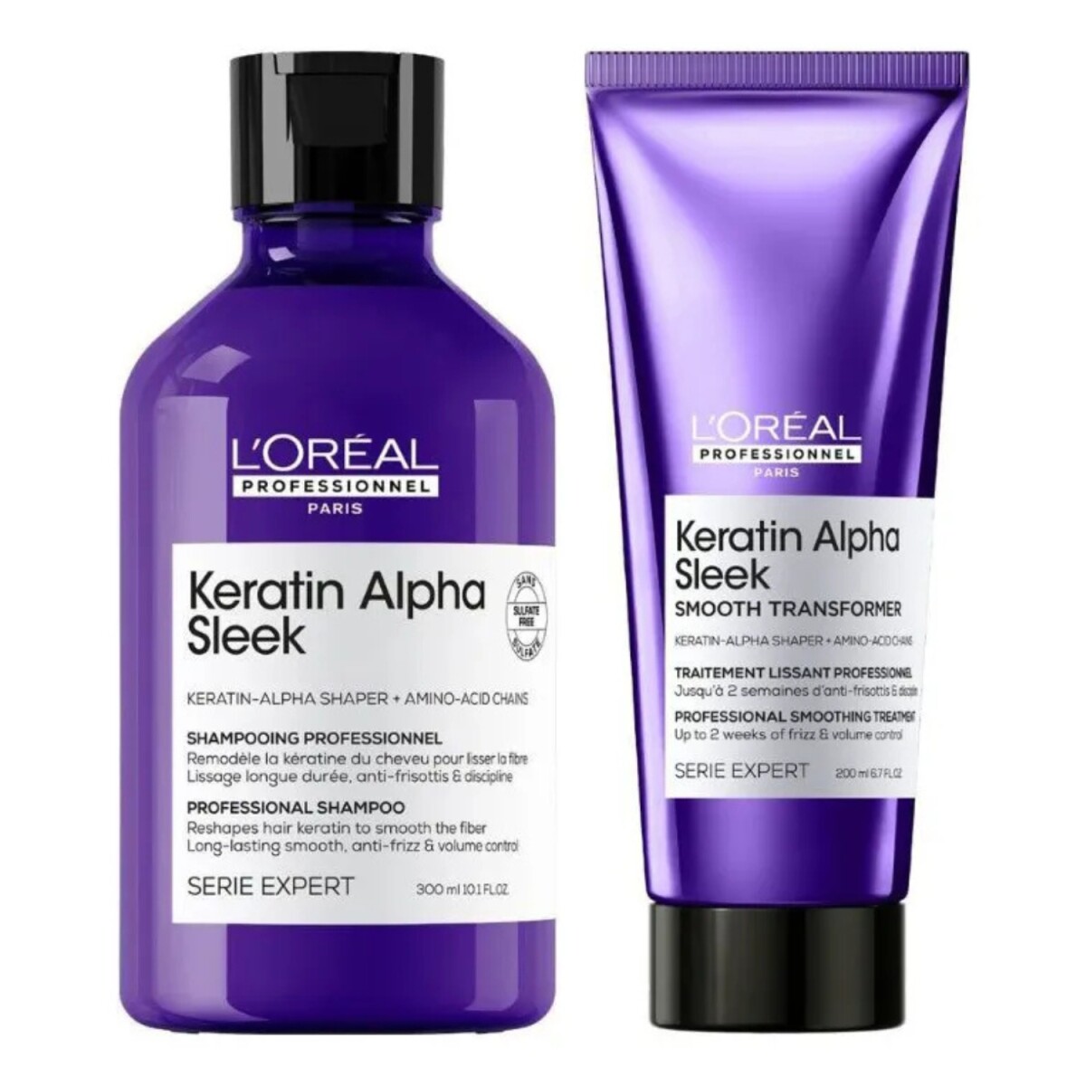 Pack L'oréal Prof Keratin Alpha Sleek Shampoo + Smooth 