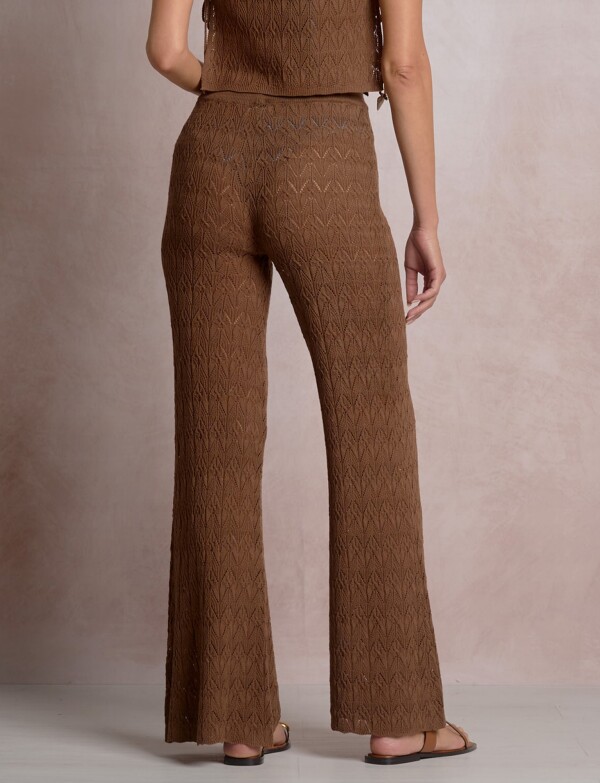 Pantalón Boho Calado Acampanado MARRON