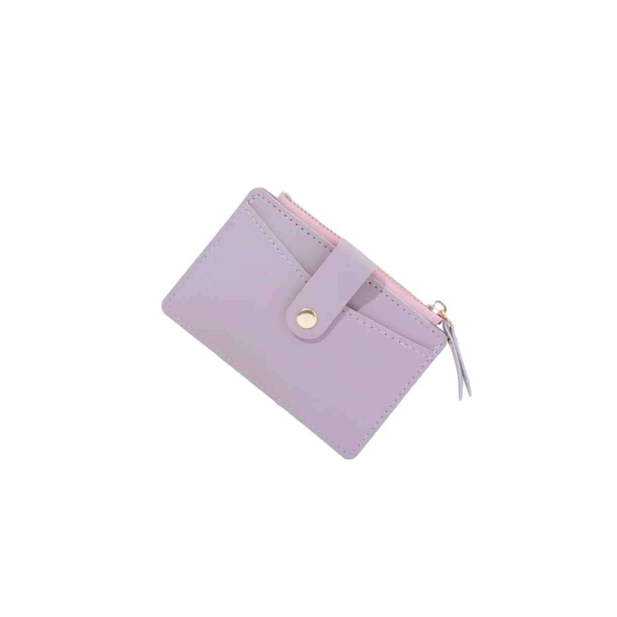 Billetera tarjetero de cuerina con botón - Rosado 
