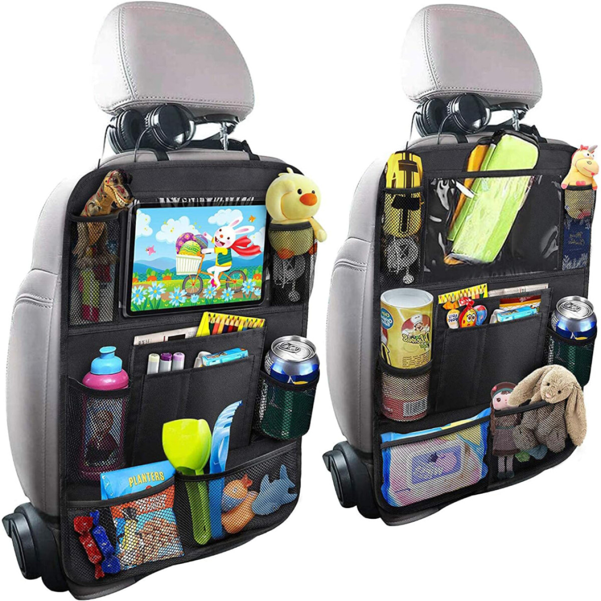 2 Organizadores De Respaldo Asiento Auto Tablet Bolsillo 