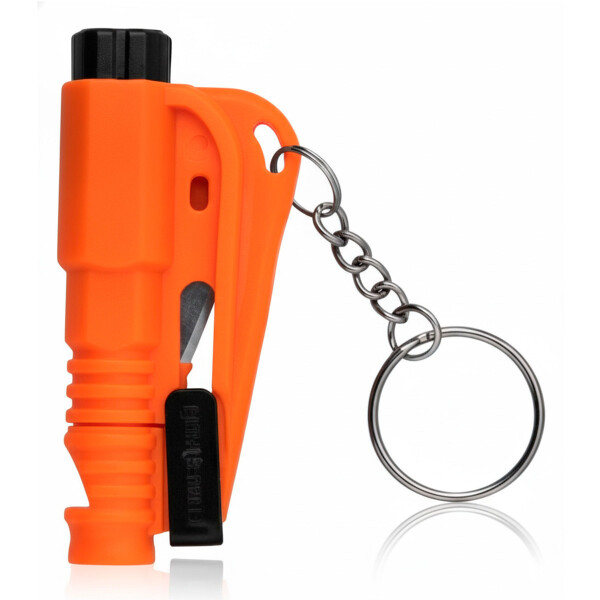 Mini Martillo Seguridad Autos Llavero Rompe Vidrios Ventanas Color Naranja