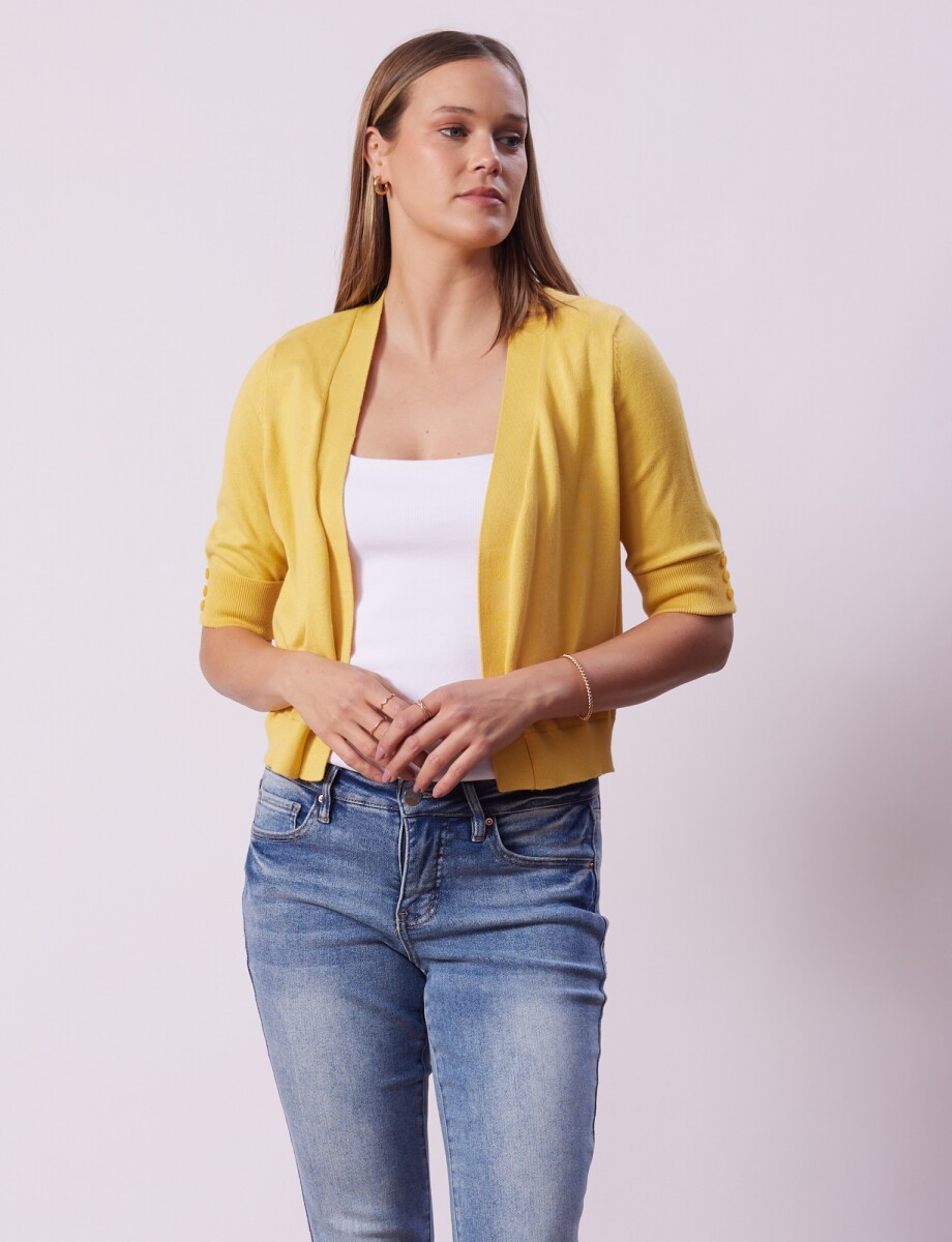 Cardigan Puño Botones - Amarillo 