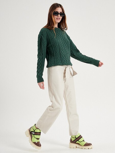 Pantalón cuero lazo Crudo