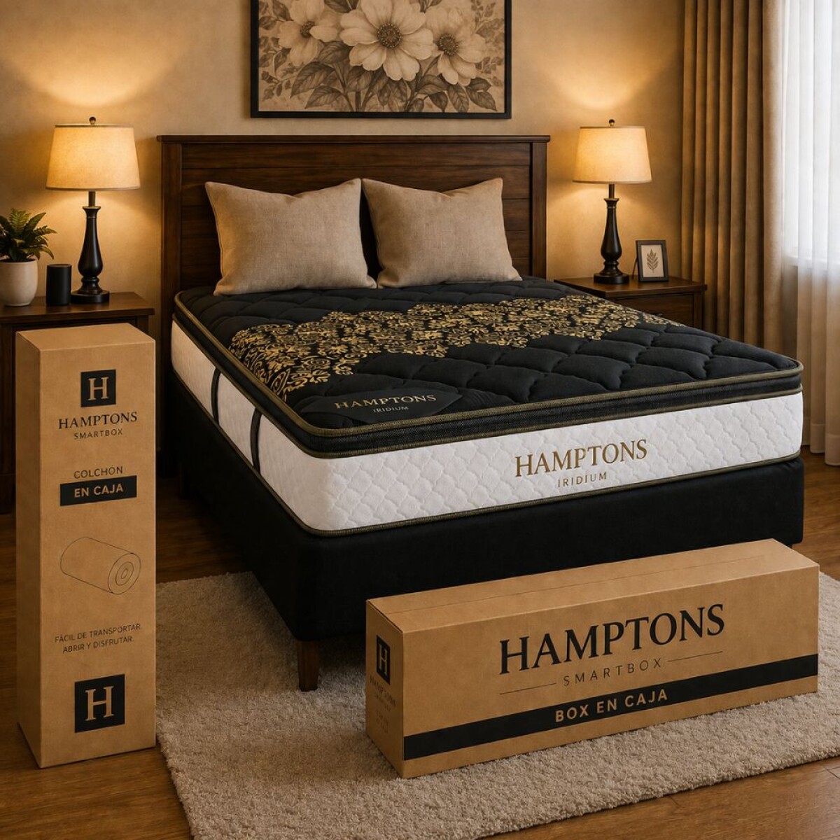 Sommier 2 plazas HAMPTONS Hybrid Iridium - Negro 