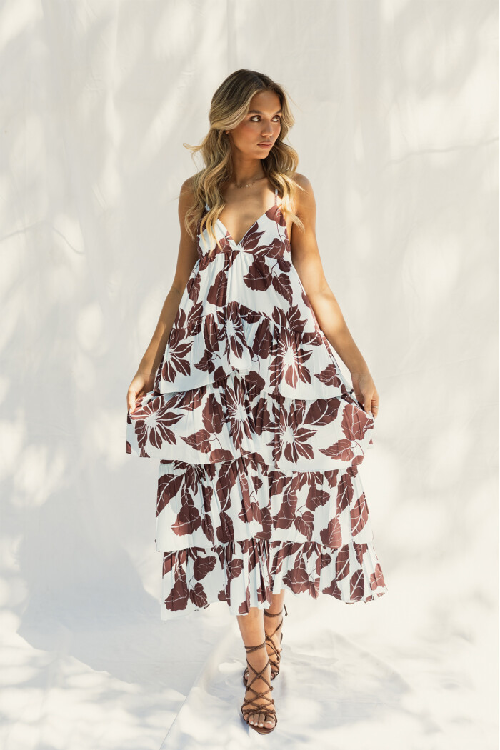 VESTIDO SERENELLA MAXI COCOA PETALS VESTIDO SERENELLA MAXI COCOA PETALS