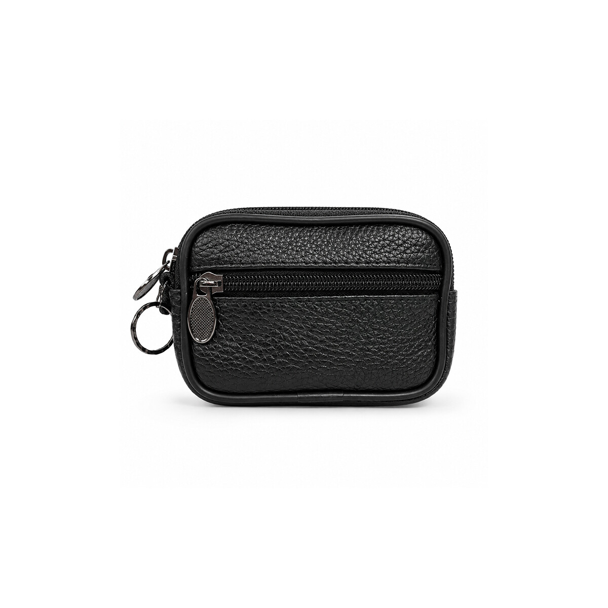 Monedero con bolsillo de cuero 13x8cm - Negro 