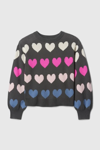 Buzo Intarsia Niña Multi Hearts Grey