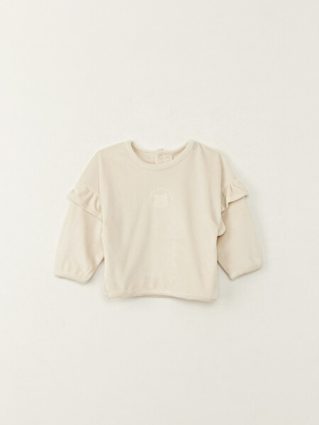 Buzo plush volado Beige