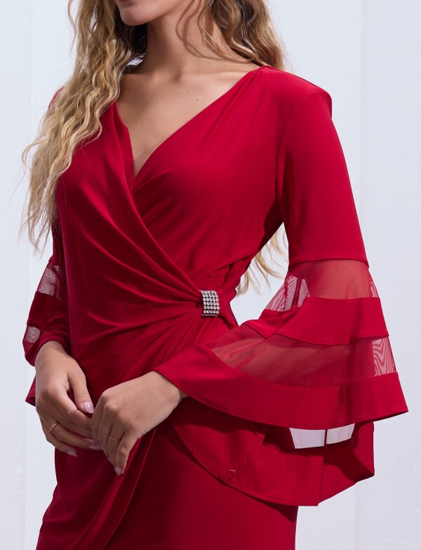 Vestido Noche Broche ROJO