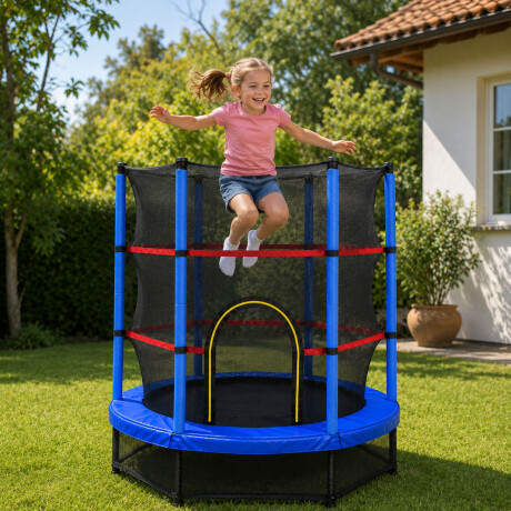 Trampolin Cama Elastica 1.40 Mts Con Red Proteccion Azul Eléctrico