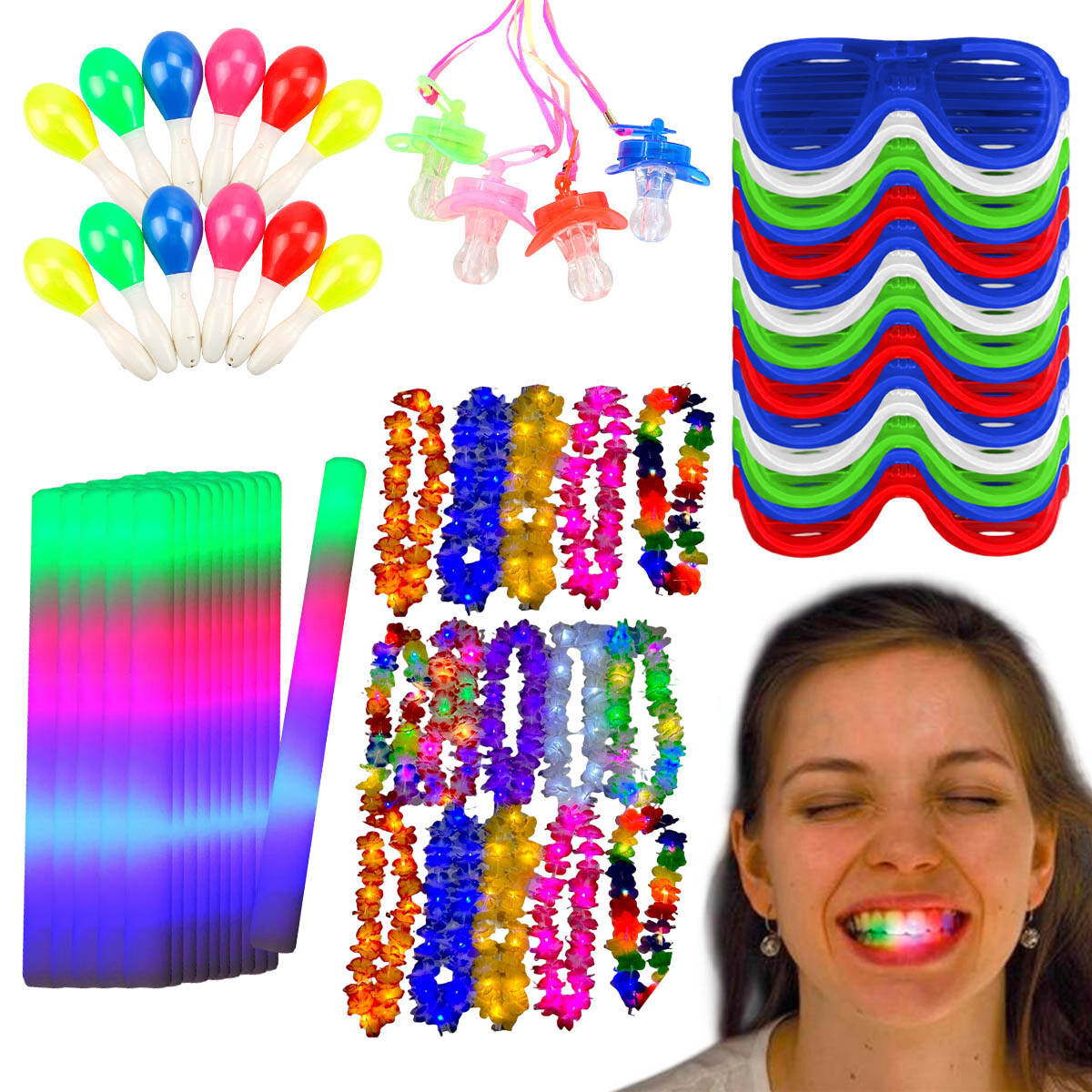 Set Cotillón Premium Luz Led 100pc Cumpleaños Fiesta - Cot002046 