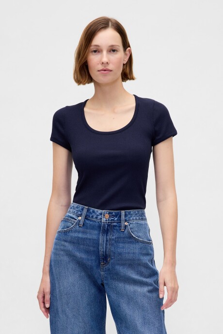 Remera Rib Mujer Navy Uniform