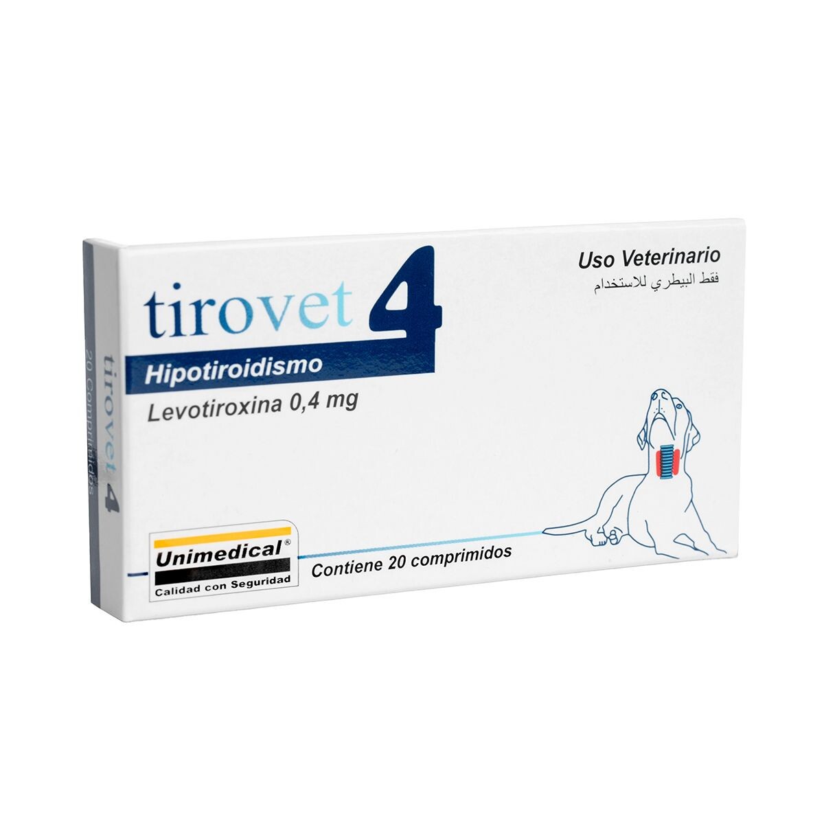 TIROVET 4 LEVOTIROXINA 0.4 MGS CAJA 20 COMPRIMIDOS 