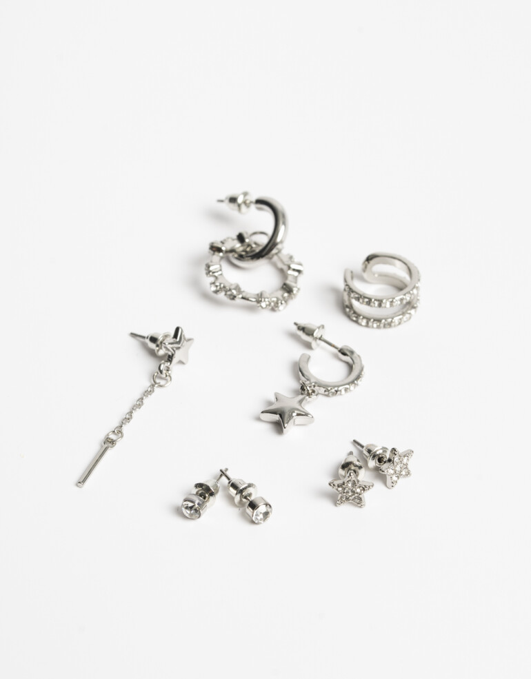 Aros Sets Strass Set De Aros Con Strass - Plateado