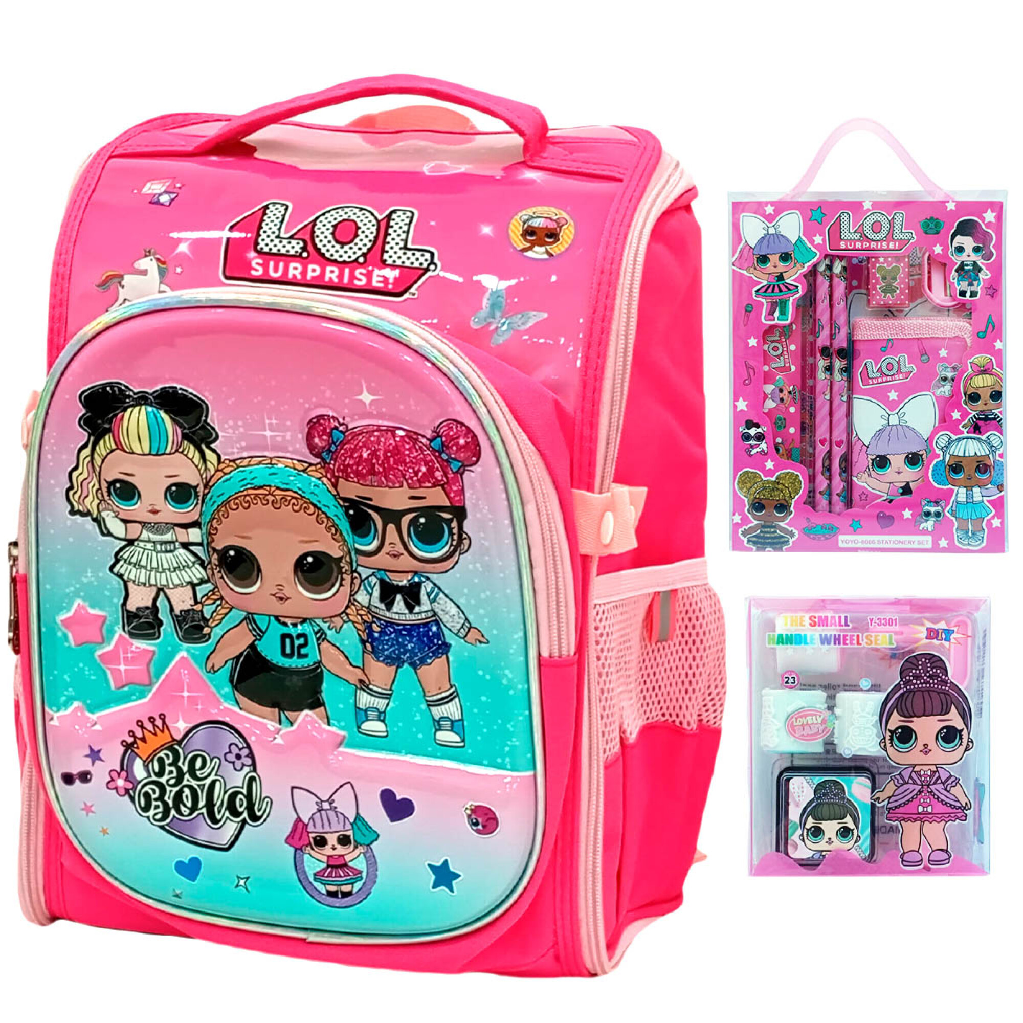 Set Escolar Mochila Lol Surprise Sello Regla Goma Mod 1 El Rey del entretenimiento