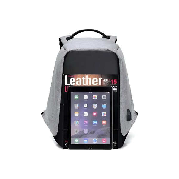 Mochila Anti Robo Impermeable Puerto Usb Para Celular Variante Color Gris