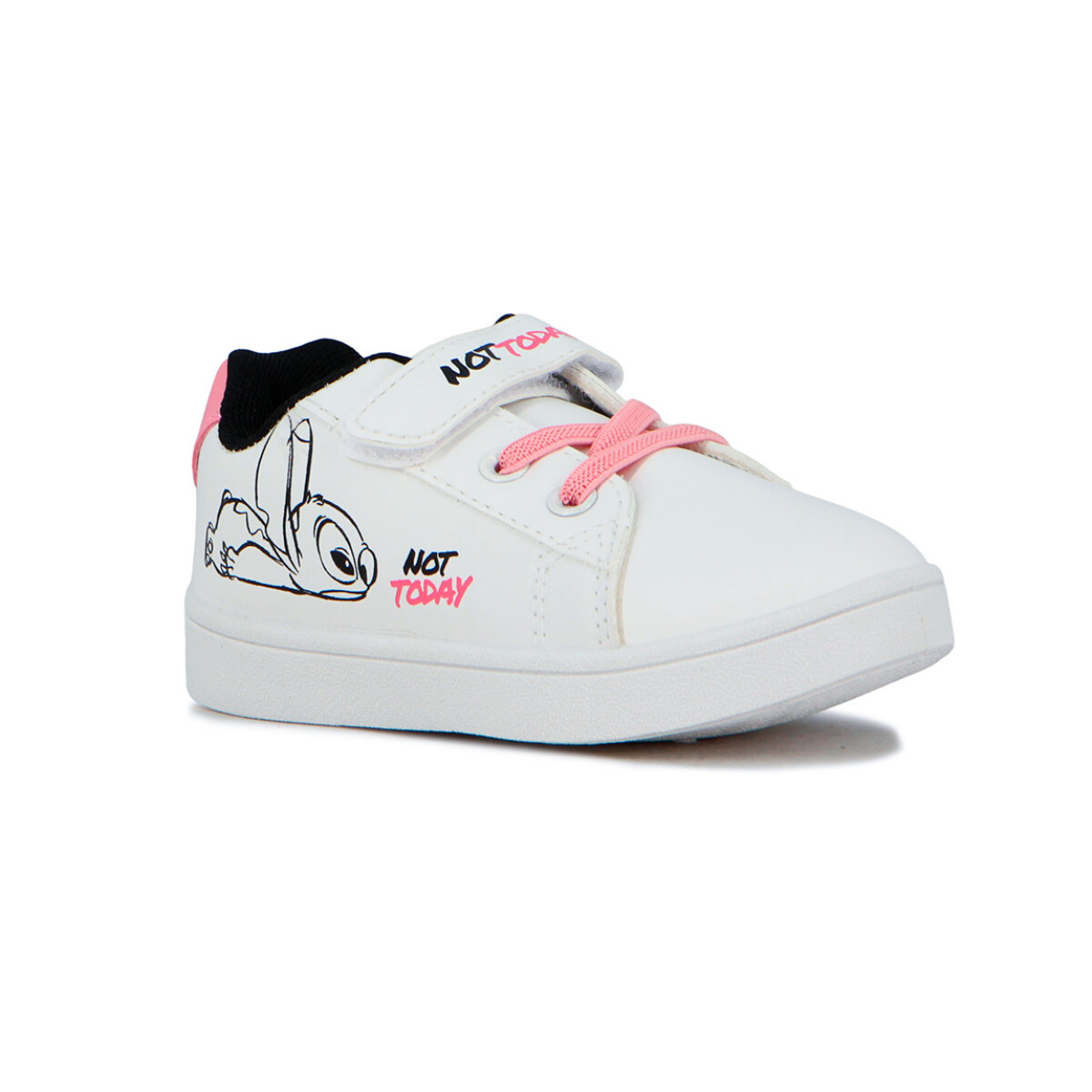 Disney Stitch Bajo Pu Con Velcro - Blanco-rosado 