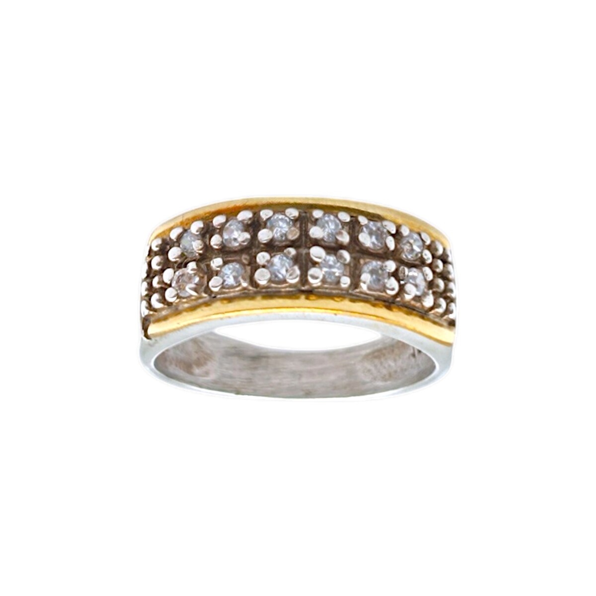 Anillo Sin Fin-Plata y Oro-Piedra Zirconia-AN5211 - conpiedra 