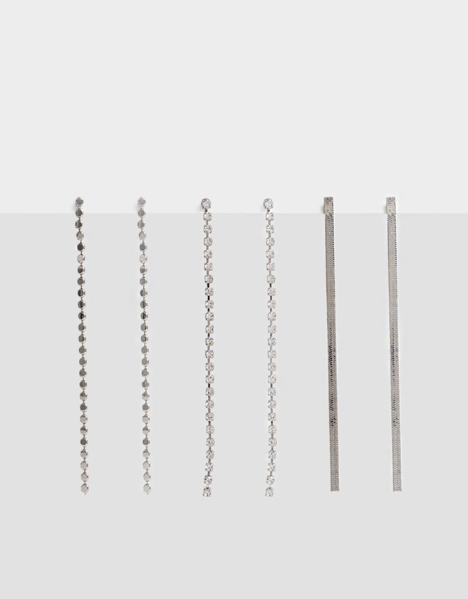Aros Sets Con strass Set De Aros Con Strass - Plateado