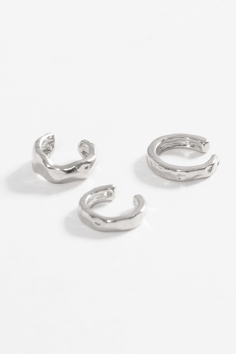 Set de tres earcuff texture plateado