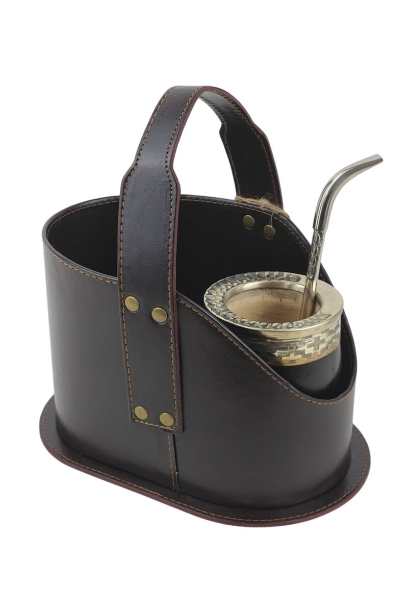 Set de matera + mate imperial de alpaca + bombilla de alpaca Negro cincelado