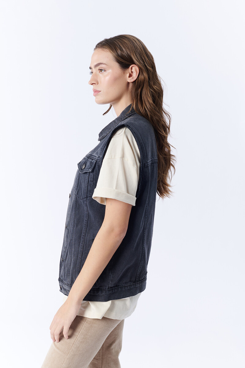 Chaleco Jean Gris Oscuro