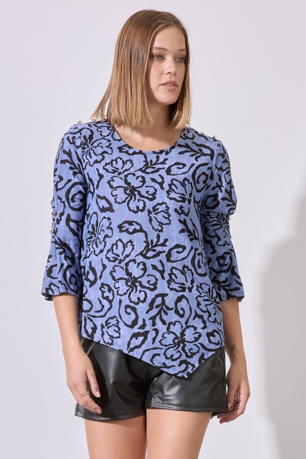 Blusa Botones NEGRO/AZUL