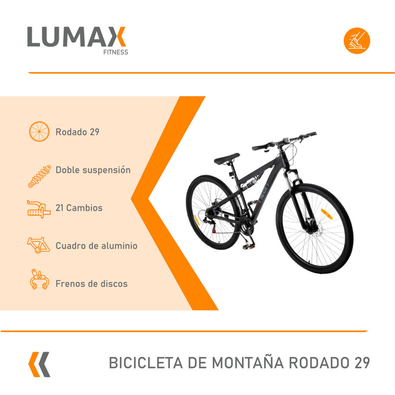 Bicicleta Montaña Doble Suspension R29 Freno Disco Negro