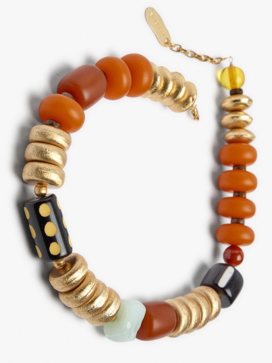Collar Con Cuentas Efecto Vidrio multicolor