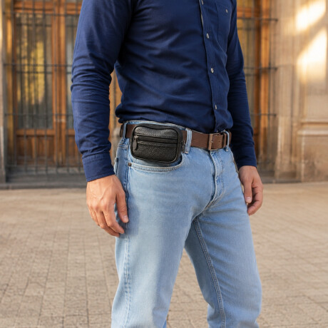 Monedero con bolsillo de cuero 13x8cm Negro
