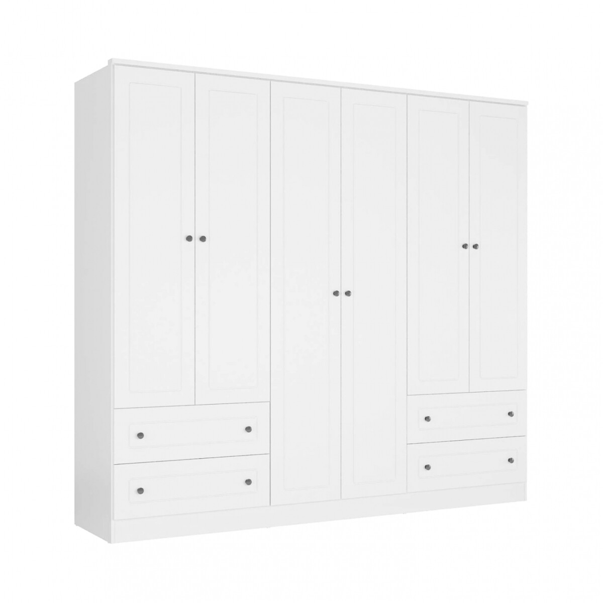 Ropero Americana PLUS 6 puertas 4 cajones - 100% MDF - Blanco 