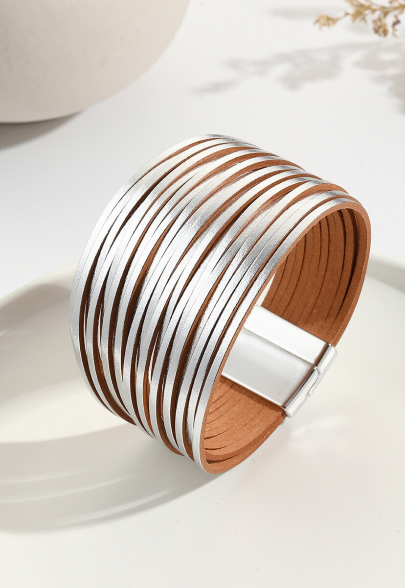 BRAZALETE EN PU - PLATEADO 
