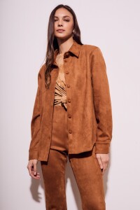 Camisa Gamuza Cuero Vegano Camel