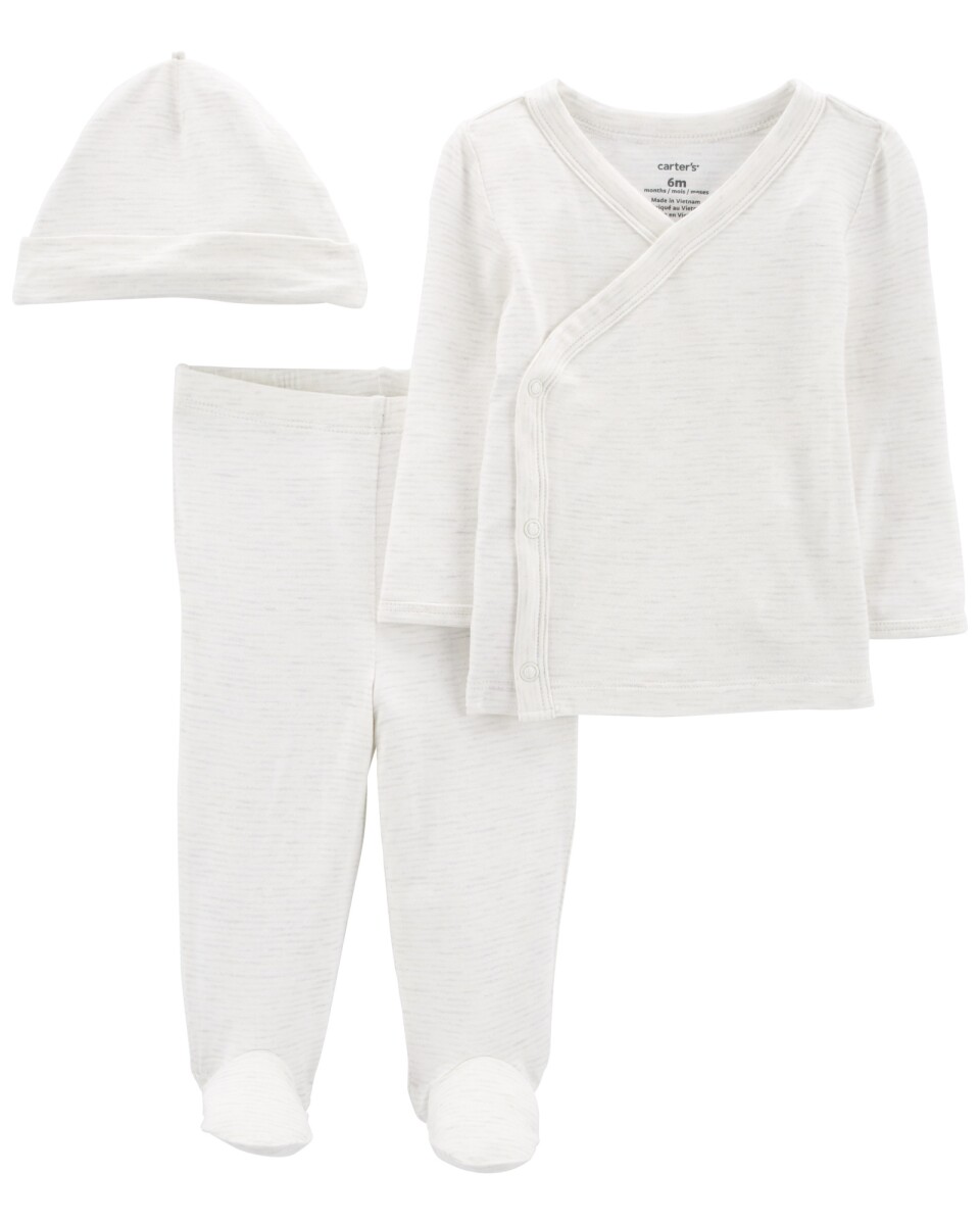 Set Carters Pelele con Pie Batita y Gorro - BLANCO 