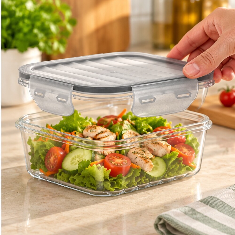 Vianda transparente 1.4 L 17x17x8 cm QLUX IDEAS Vianda transparente 1.4 L 17x17x8 cm QLUX IDEAS
