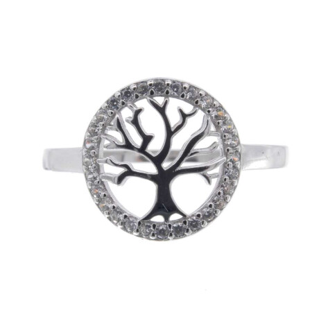 Anillo de Plata 925 rodinada y circonia Arbol De La Vida