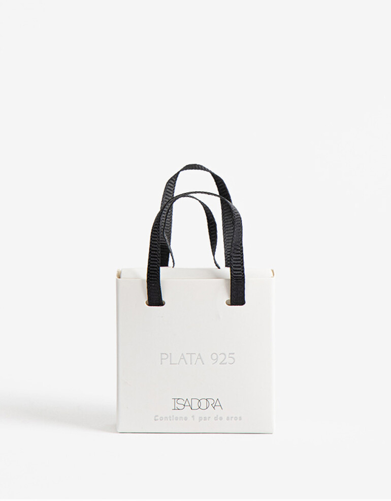 Aros Argollas Strass Argollas Plata 925 Con Cubic - Plateado