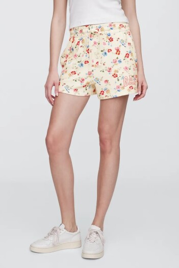 Short Deportivo Fin Felpa Logo Gap Mujer Red Floral Print