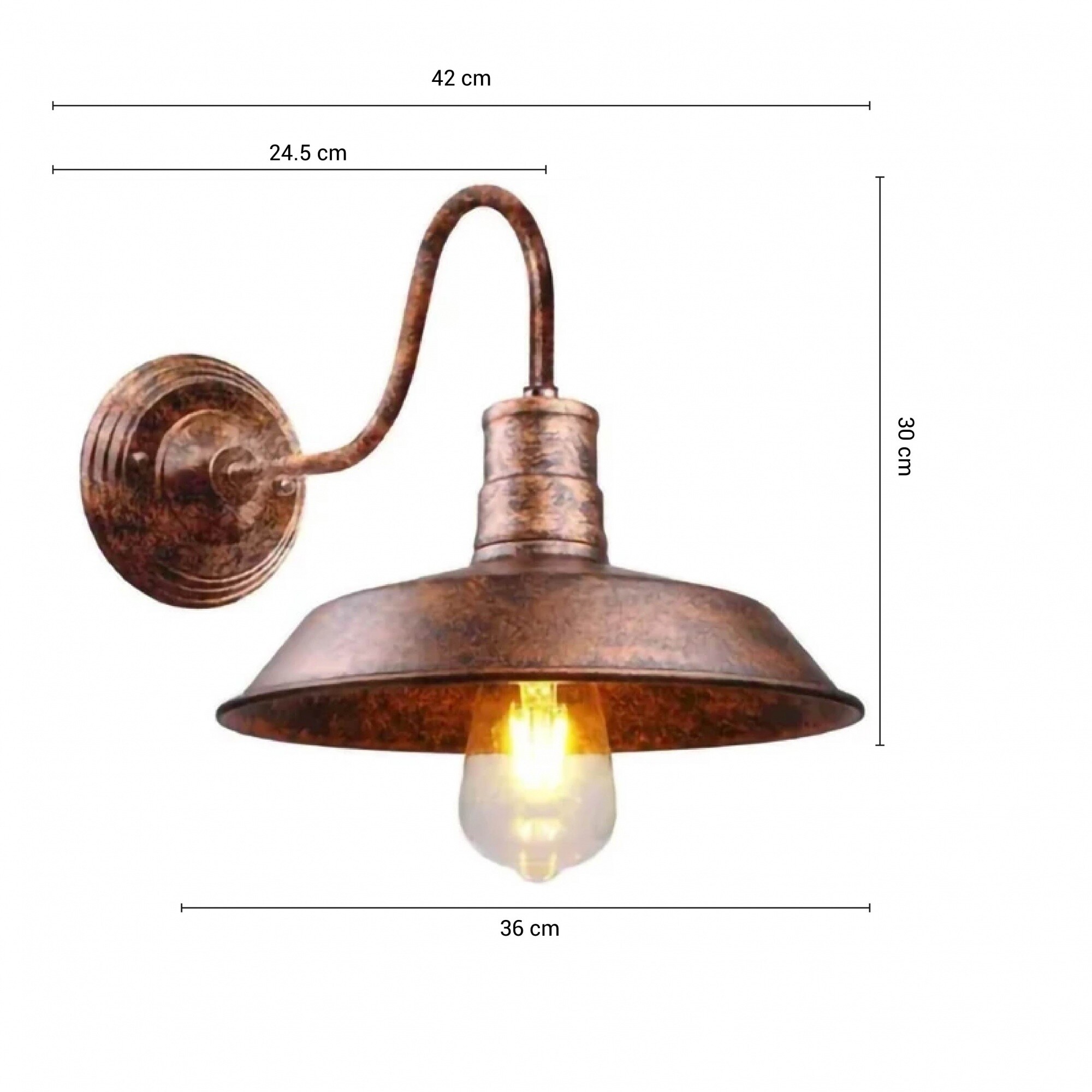 Lámpara de Pared Vintage Óxido 36 cm — Serlux