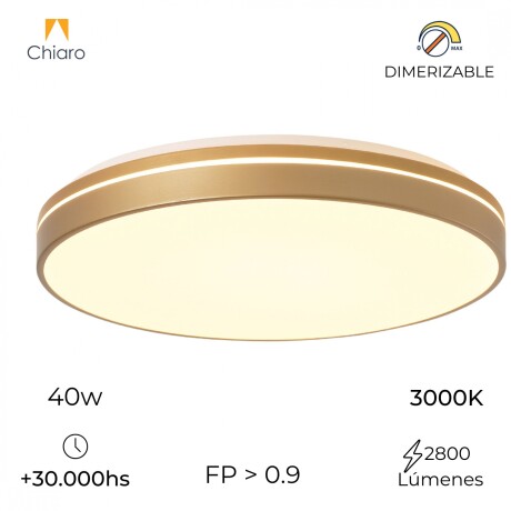 Plafón LED de diseño, Dimerizable 40W y 50CM DORADO