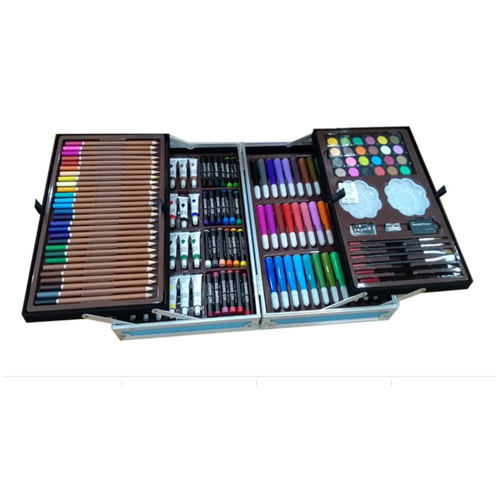 Valija Set Completo 145 Piezas Marcadores Pinturas Pinceles Celeste