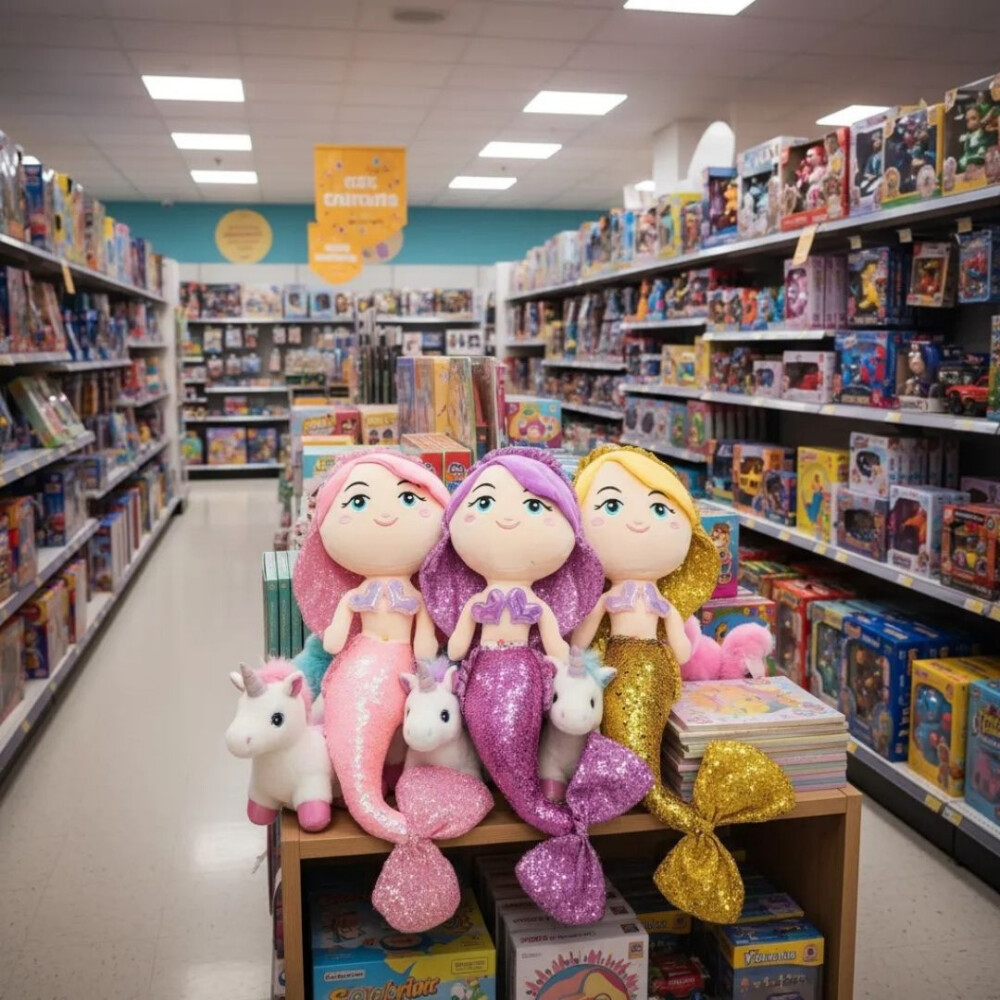 Peluche Infantil con forma de Sirenas. Dorado