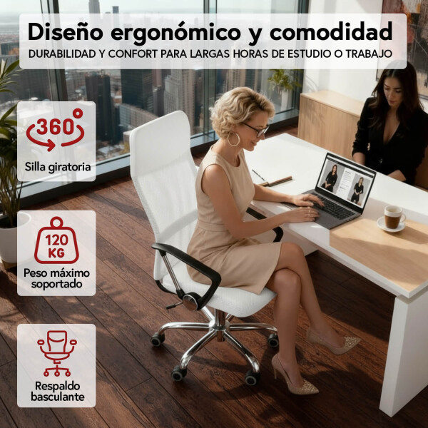 Silla de escritorio Oficina Sillon Ejecutiva Ergonomica giratoria Tela Mesh IMBACK Color Blanco Silla de escritorio Oficina Sillon Ejecutiva Ergonomica giratoria Tela Mesh IMBACK Color Blanco