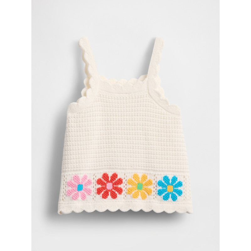 SL CROCHET FLORAL TANK IVORY FROST