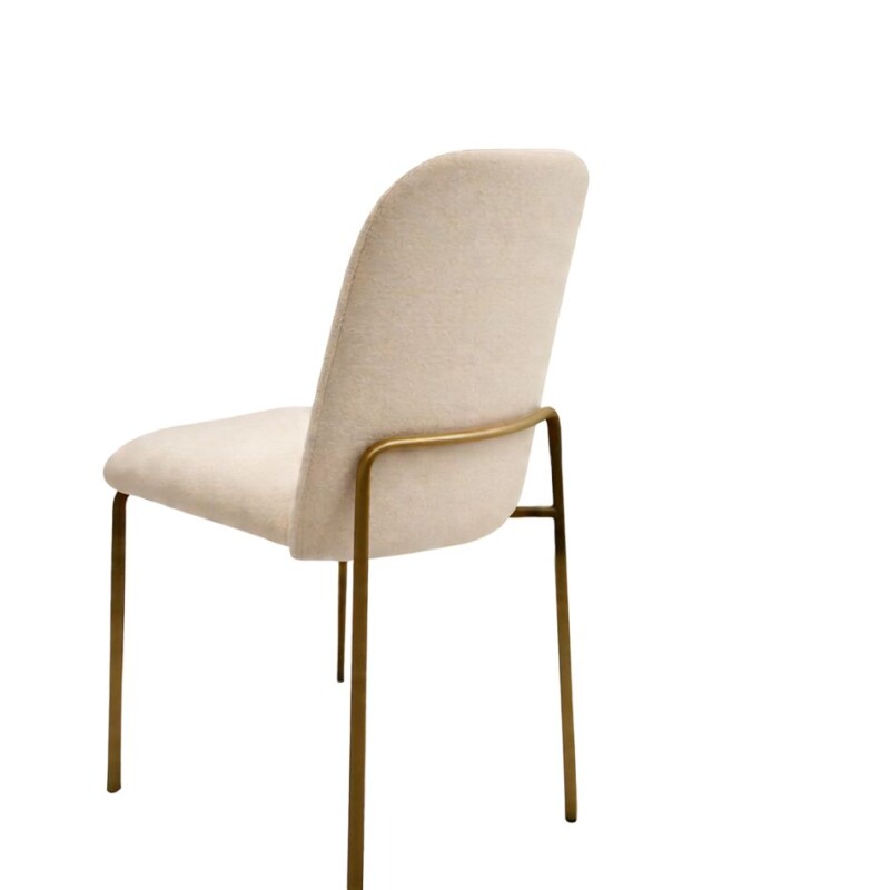 Silla en tela beige, patas en metal chocolate claro. Silla en tela beige, patas en metal chocolate claro.